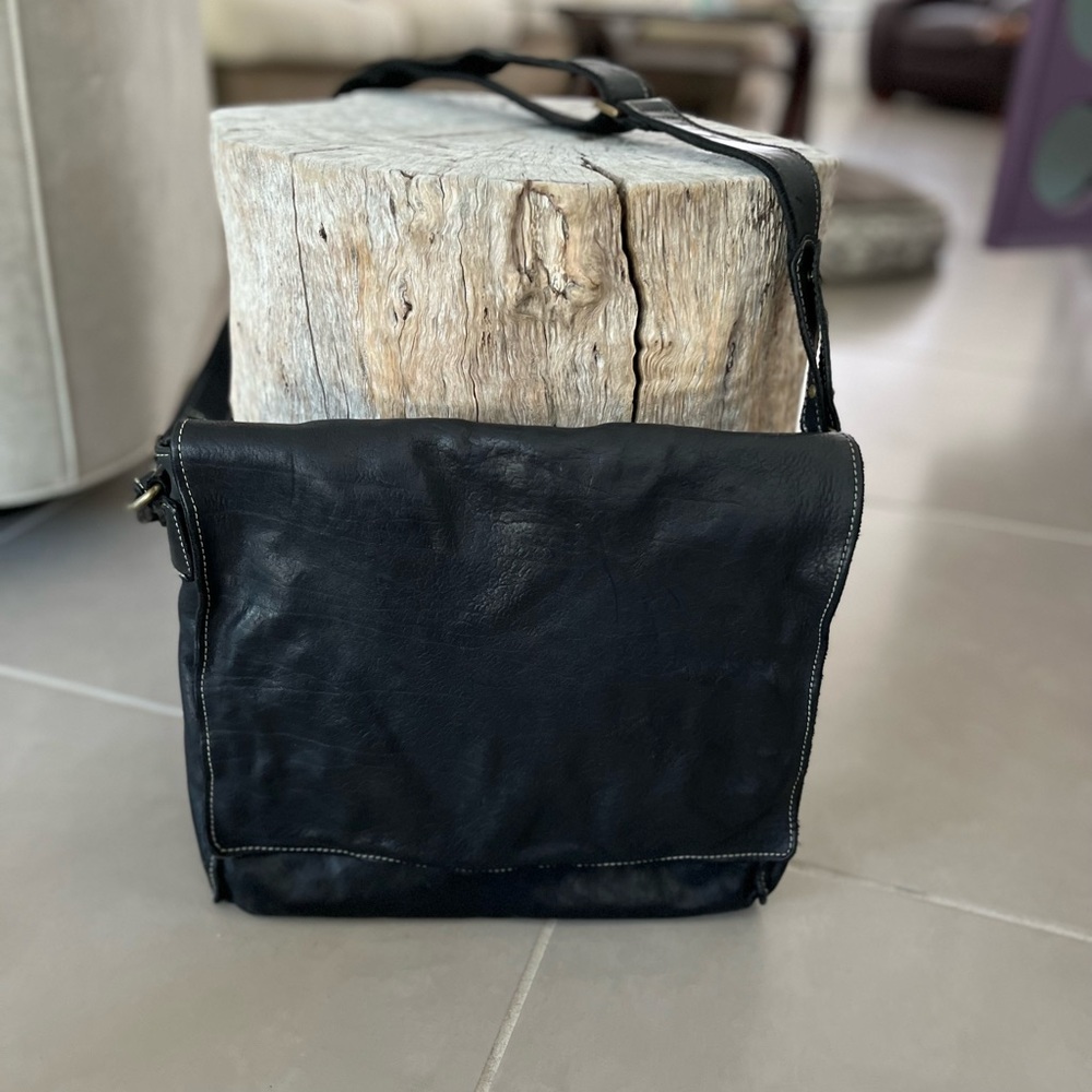 Heavy Italian leather messenger bag